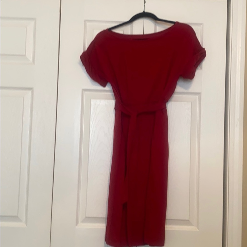Short red sundress with pockets